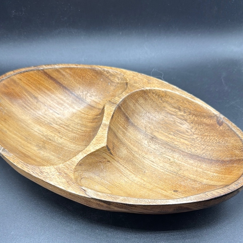 Elegant Wooden Divided Serving Bowl